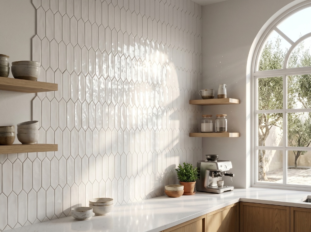 Gạch ceramic hình thoi 75x300mm chụp chính diện nguyên viên