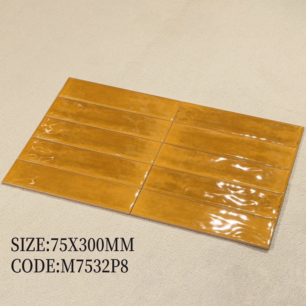 Cận cảnh sóng bề mặt và độ bóng men của viên 75x300mm