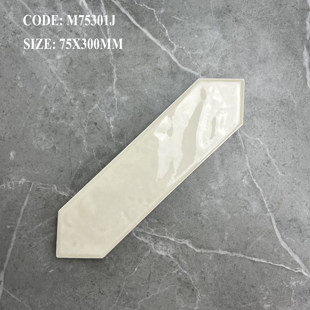 Gạch ceramic hình thoi 75x300mm chụp chính diện nguyên viên