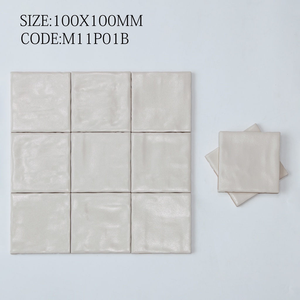 Tường trang trí trong nhà ốp gạch vuông 100x100mm xếp so le