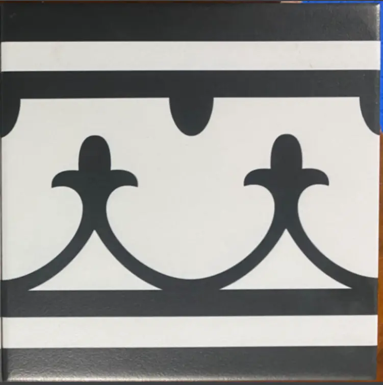 Gạch Bông Trung Quốc, men mờ xương porcelain, KT 200x200 mm, Viền Móc Câu 2003B (1 hộp/25 viên/1m2)