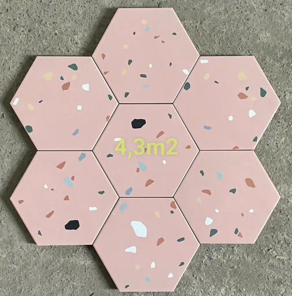 Gạch lục giác Terrazzo hồng KT 200x230x115mm mã FL249