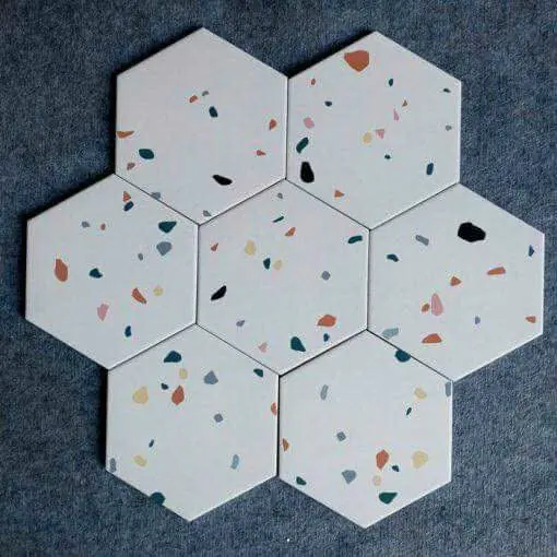 Gạch lục giác terrazzo trắng FL242