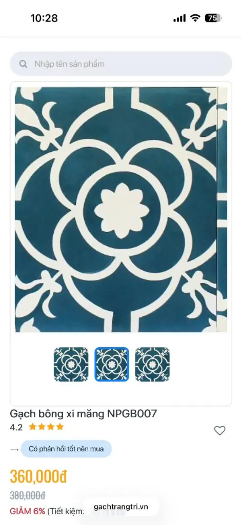Gạch bông xi măng KT 200x200x15mm mã NPGB007