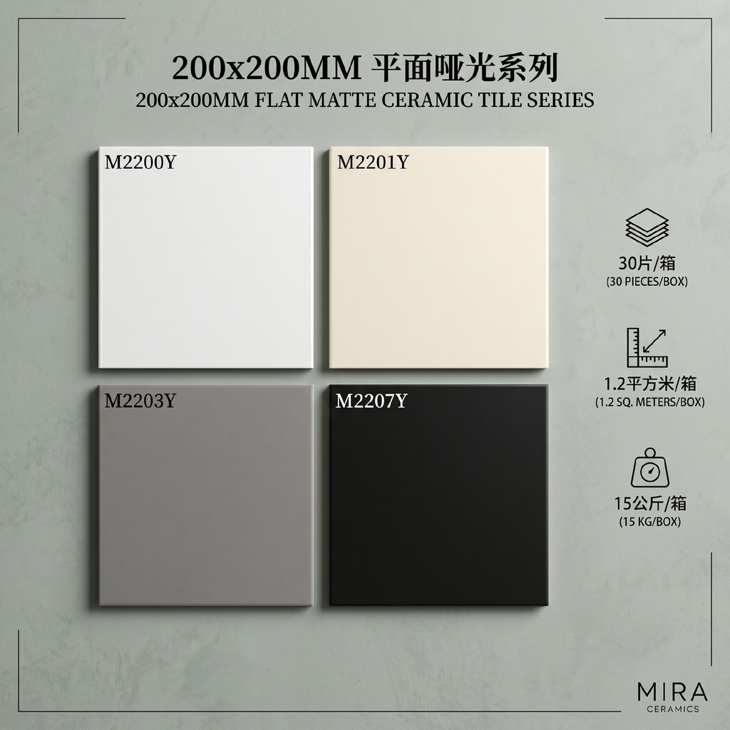 Gạch ceramic 200x200mm cạnh phẳng bề mặt phủ hạt cát