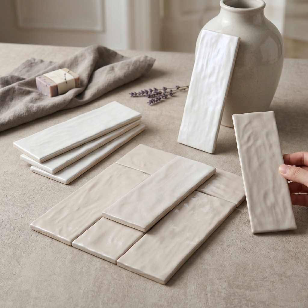 Gạch ceramic 65x200mm men bán mờ ánh ngọc trai, bề mặt gợn sóng