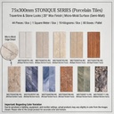 Gạch thẻ porcelain 75x300mm bán mờ vân đá nhiều mặt