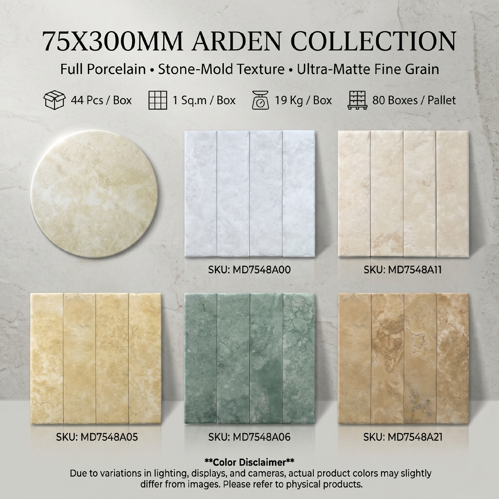 [MD7548A00] Gạch porcelain 75x300mm vân đá bề mặt mờ phủ hạt cát mịn