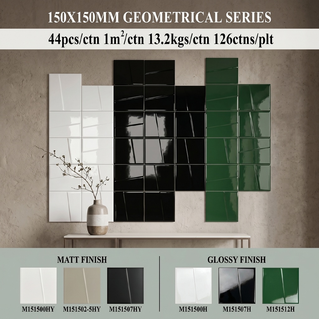 Gạch ceramic 150x150mm tạo khuôn bề mặt bóng hoặc mờ cạnh phẳng