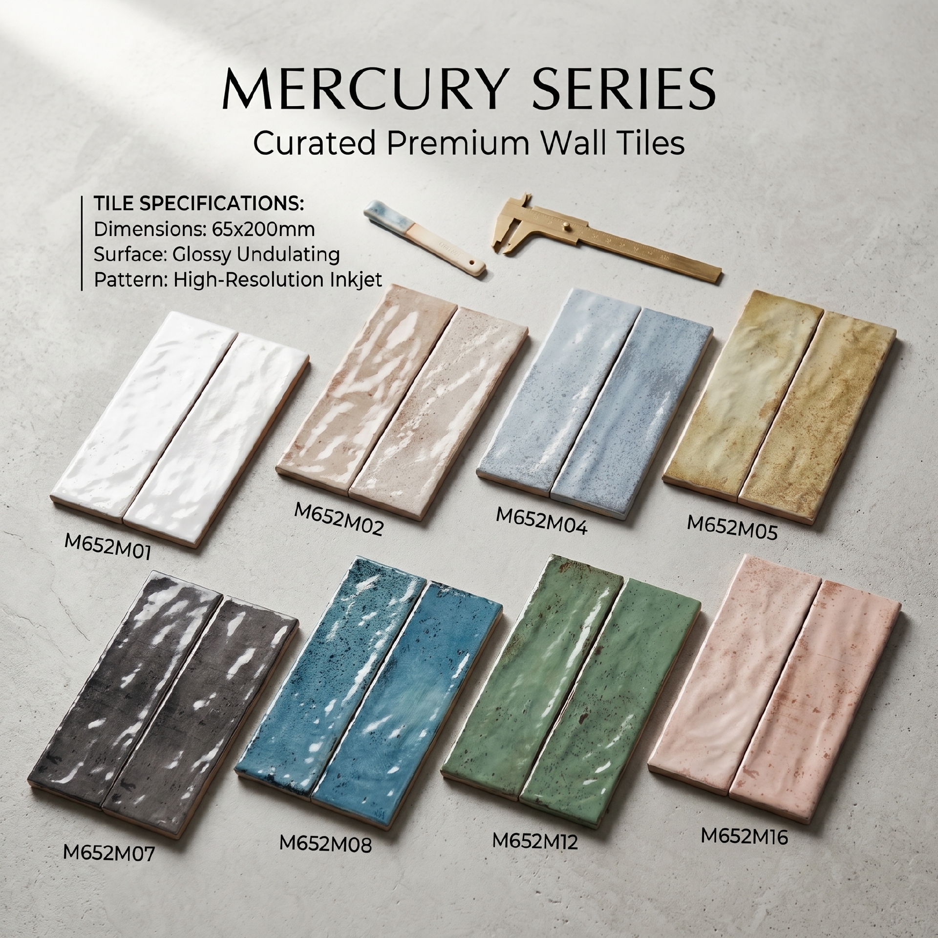 Gạch ceramic 65x200mm gợn sóng lồi lõm men bóng cao