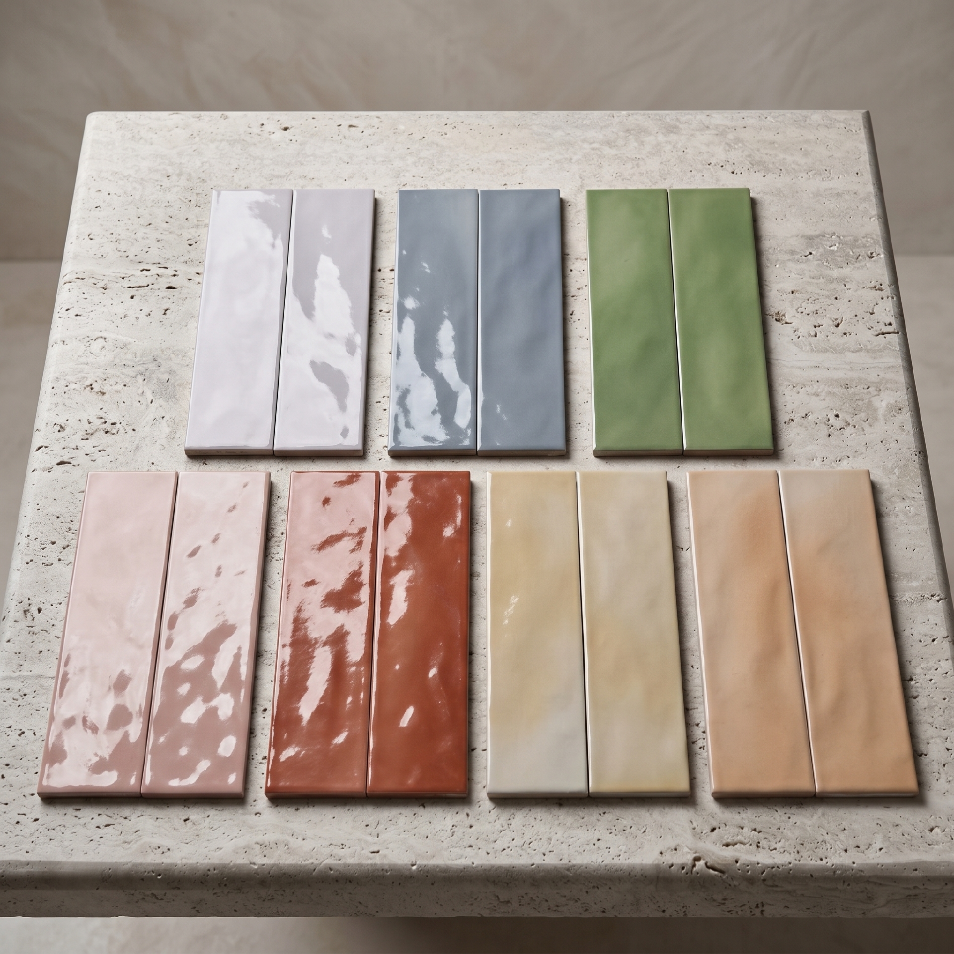 Gạch porcelain 75x300mm bề mặt bóng gợn sóng nhiều màu rực rỡ