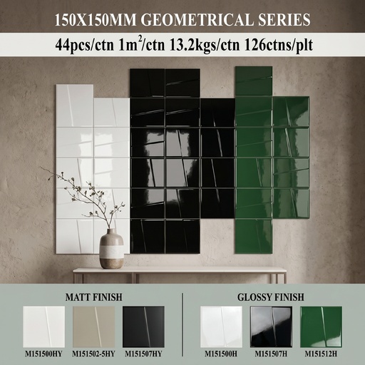 Gạch ceramic 150x150mm tạo khuôn bề mặt bóng hoặc mờ cạnh phẳng